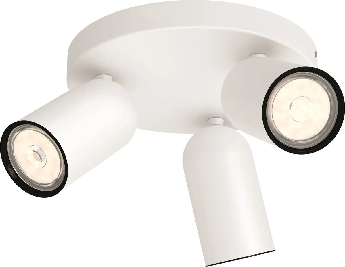 Philips Pongee Opbouwspot 3x GU10 Warmwit - Wit