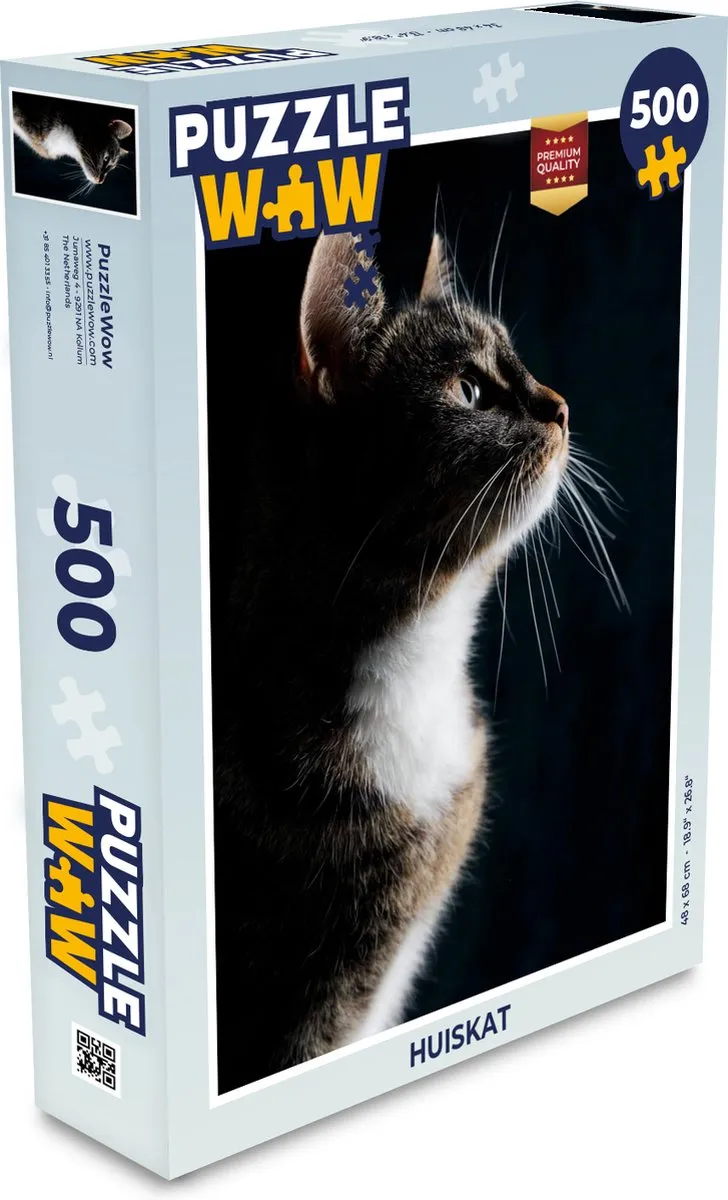 PuzzleWow Huiskat Legpuzzel 500 Stuks - Multicolor