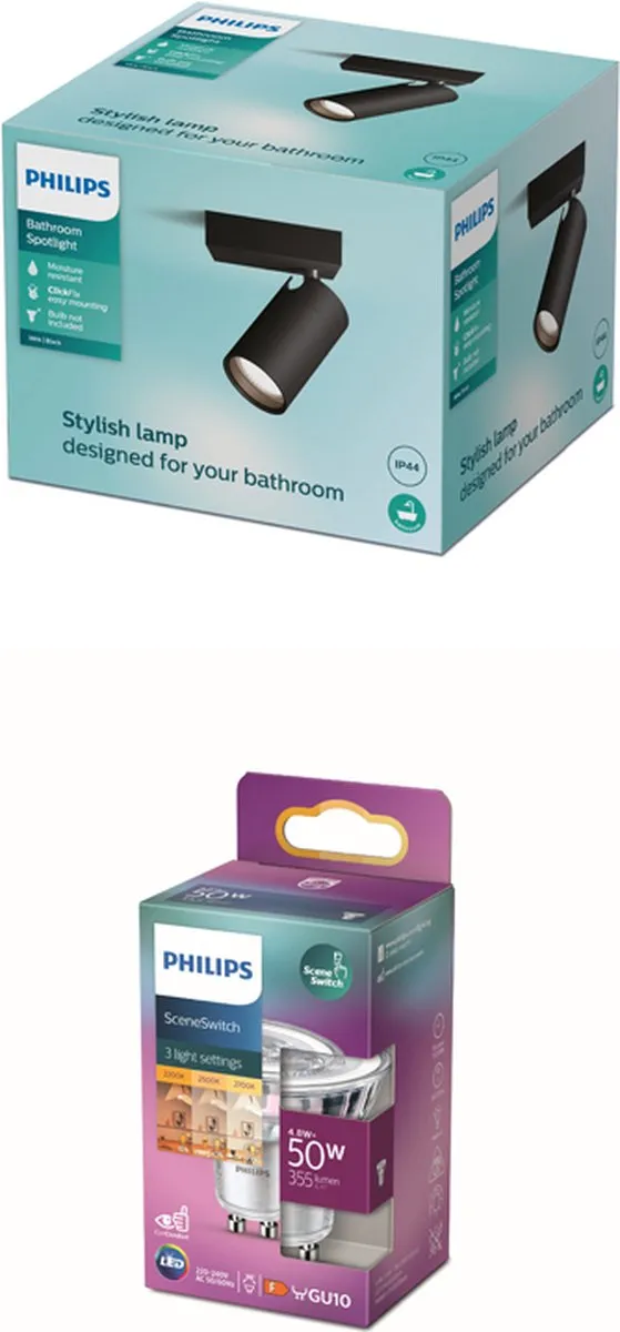Philips Idris Opbouwspot GU10 Warmwit 4.8W - Zwart - afbeelding 6 van 6