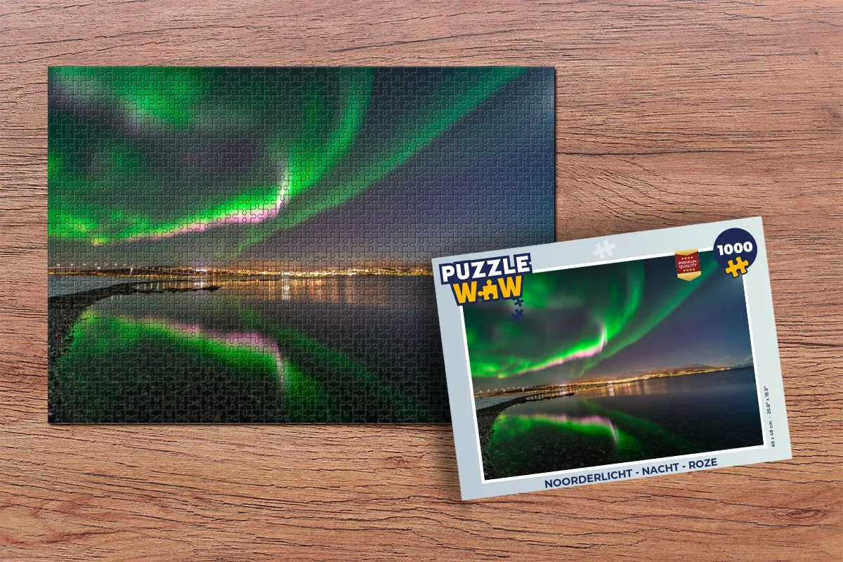 PuzzleWow Noorderlicht Nacht Legpuzzel 1000 Stuks - Multicolor