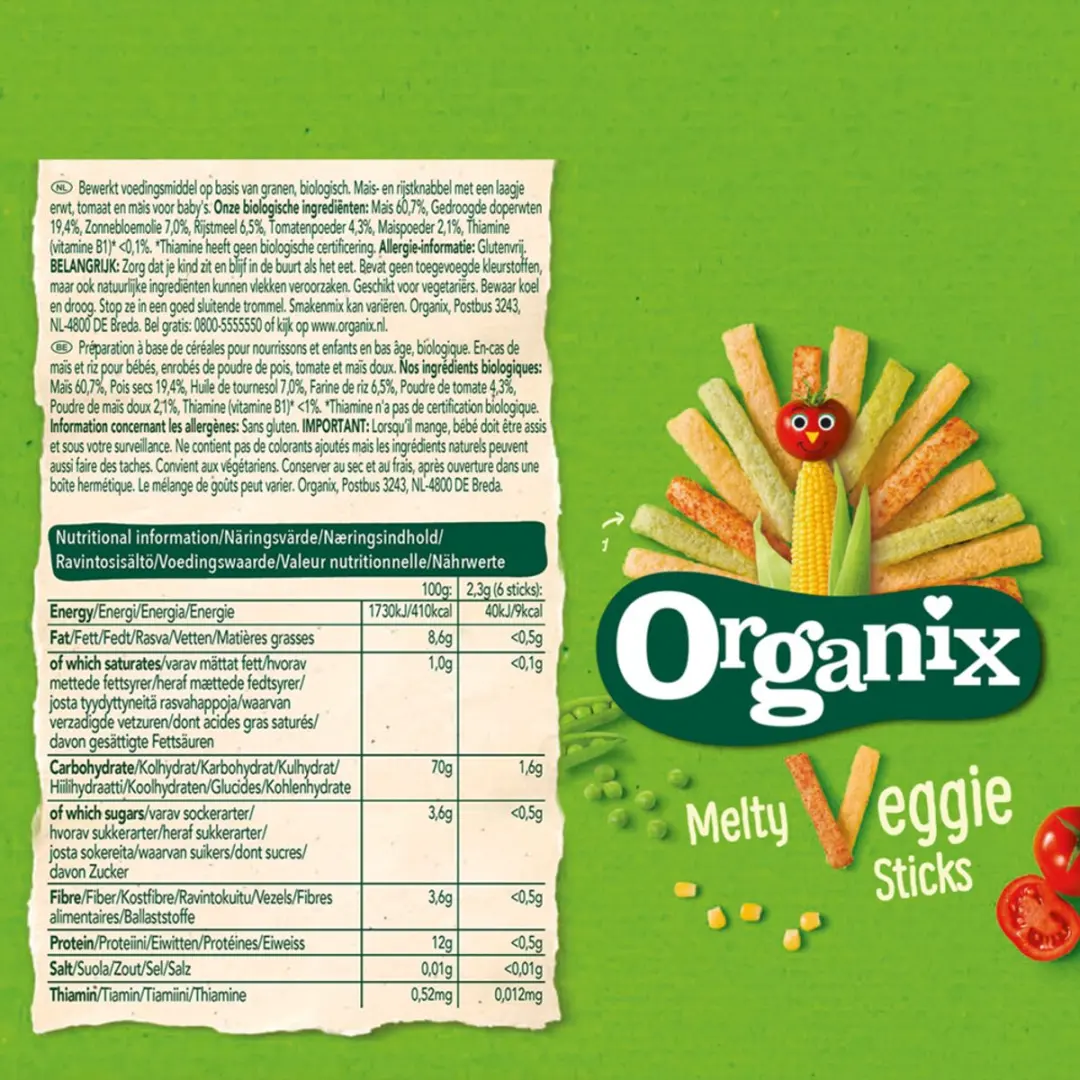 Organix Baby Knabbels Groentesticks 7+M - 15g