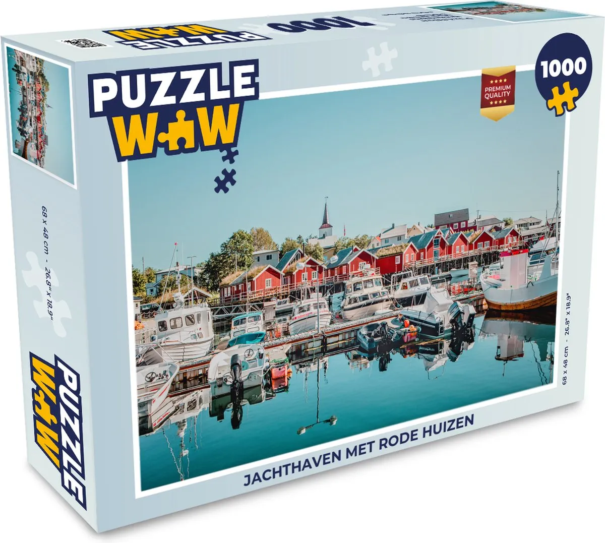 PuzzleWow Jachthaven met rode huizen Legpuzzel 1000 Stuks - Multicolor
