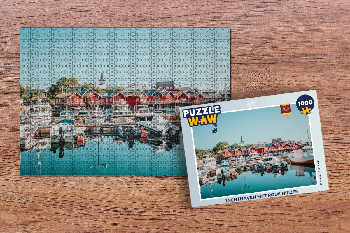 PuzzleWow Jachthaven met rode huizen Legpuzzel 1000 Stuks - Multicolor