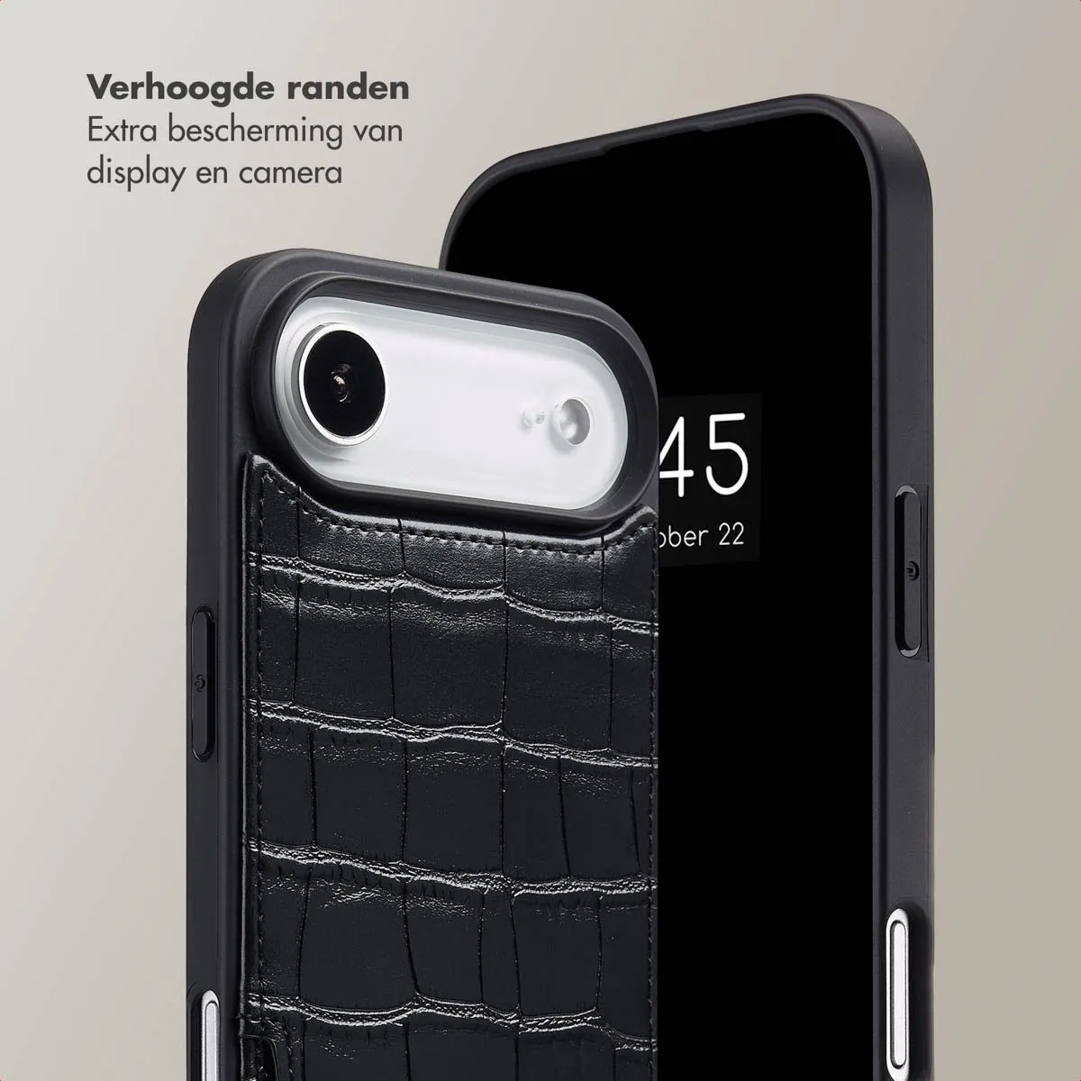 Selencia Hoesje iPhone 17 Air Croco Backcover - Zwart