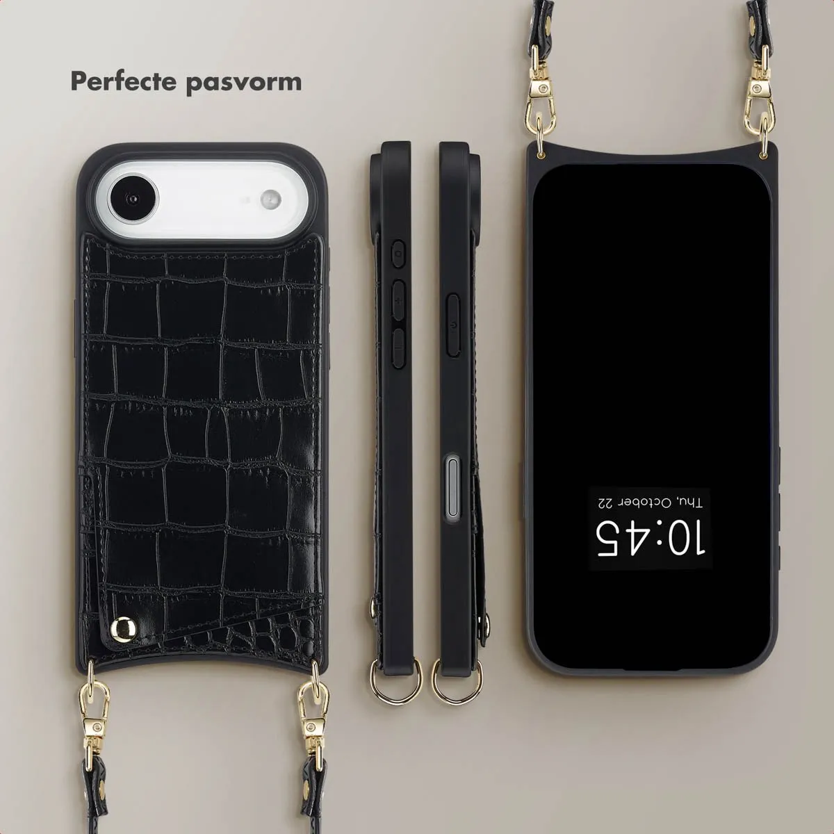 Selencia Hoesje iPhone 17 Air Croco Backcover - Zwart
