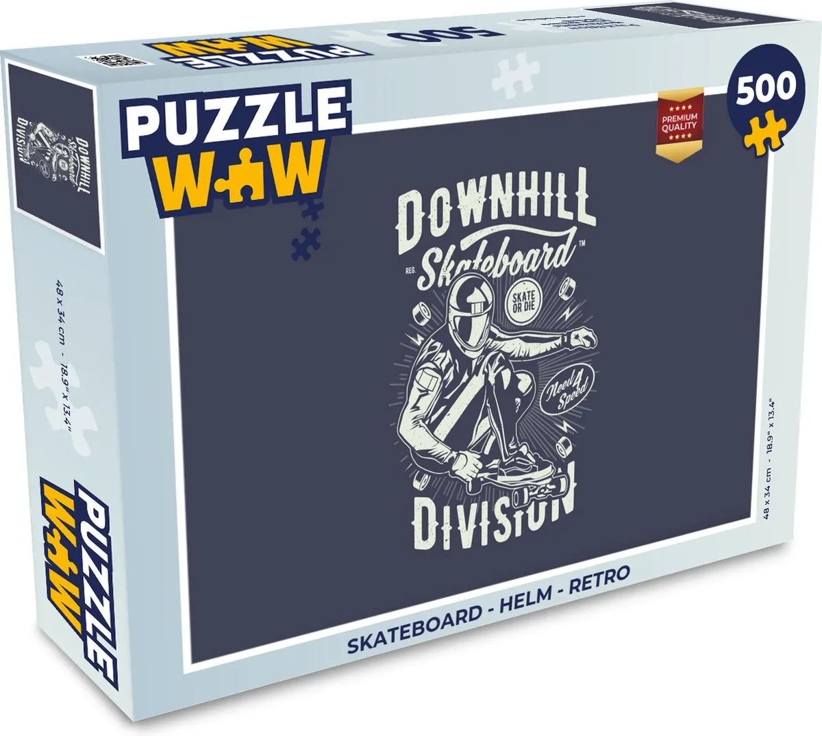 PuzzleWow Skateboard Helm Retro Puzzel 500 Stuks - Multicolor