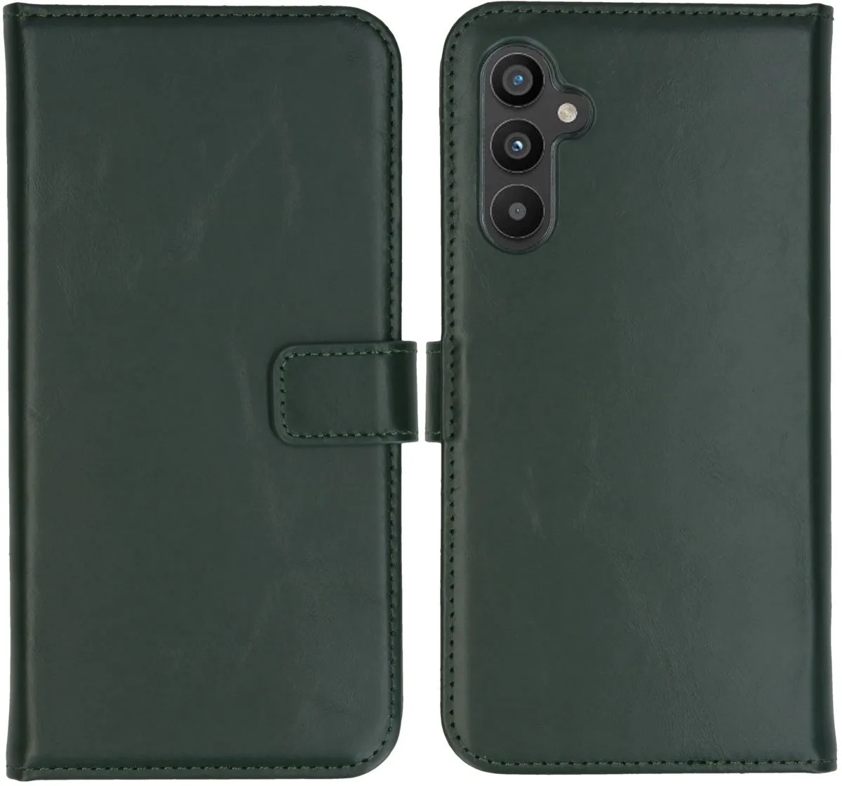 Selencia Hoesje Samsung Galaxy A34 5G - Groen Leder - 3 Pasjes