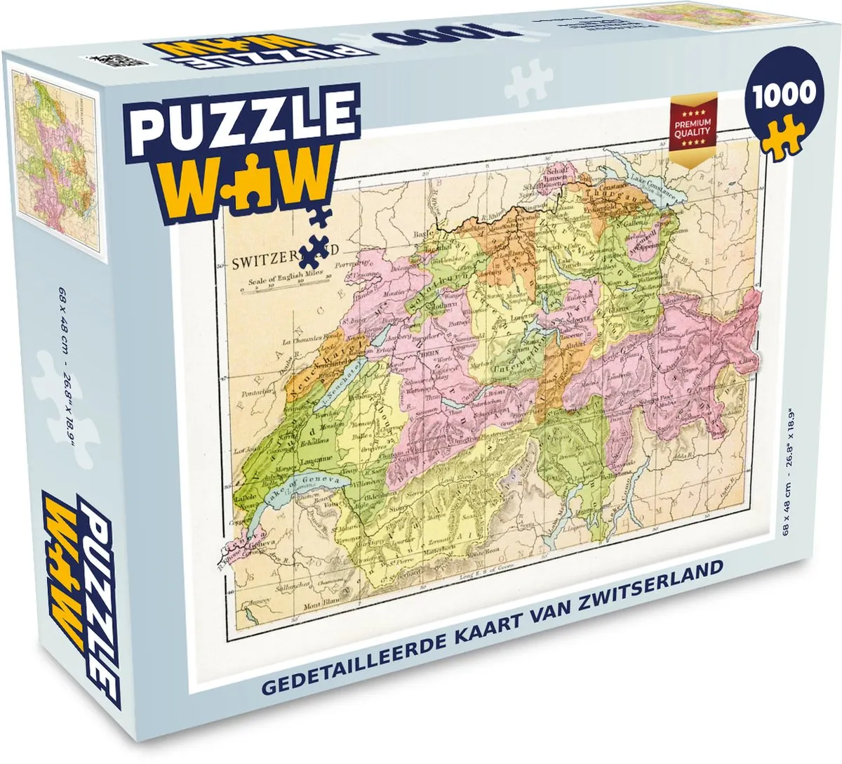 PuzzleWow Zwitserland Legpuzzel 1000 Stuks - Multicolor