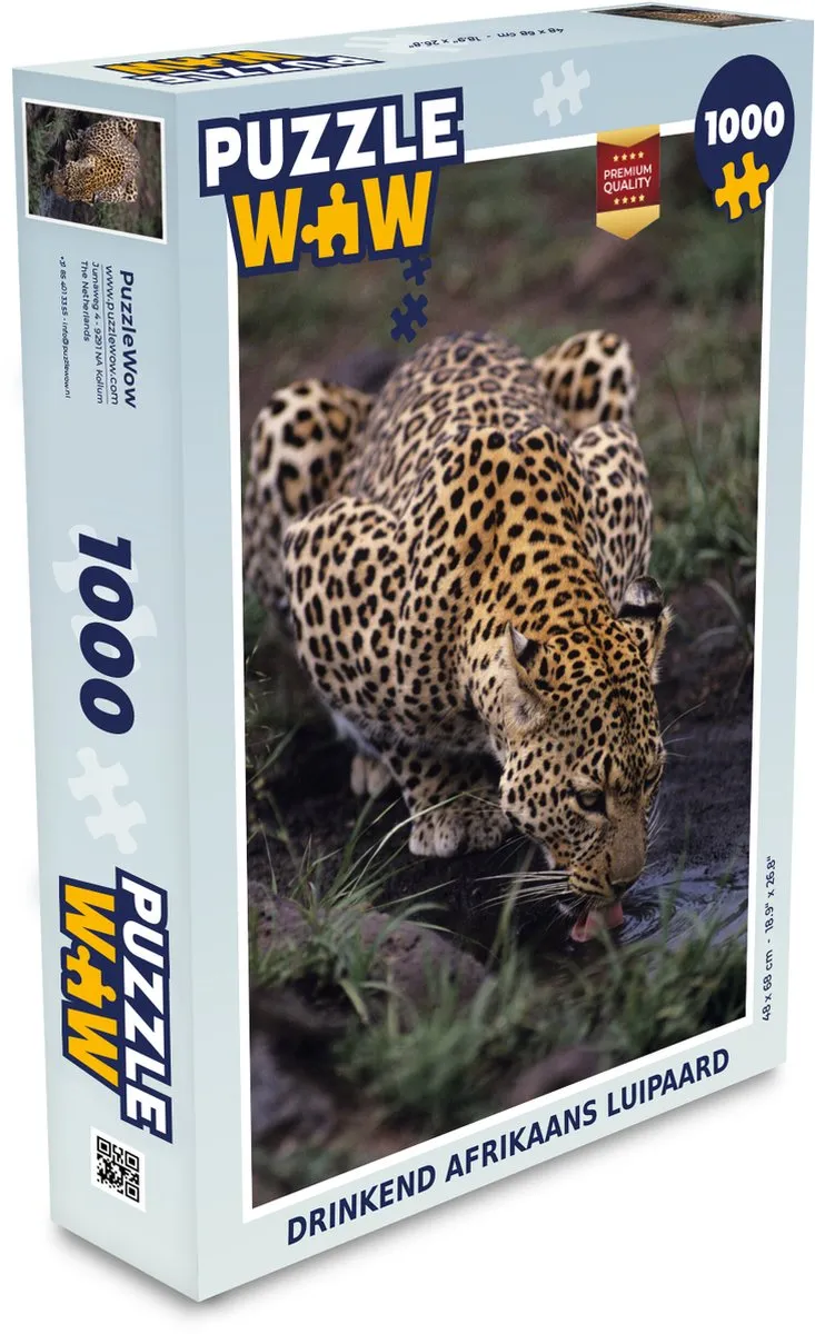PuzzleWow Luipaard Bos Water Legpuzzel 1000 Stuks - Multicolor