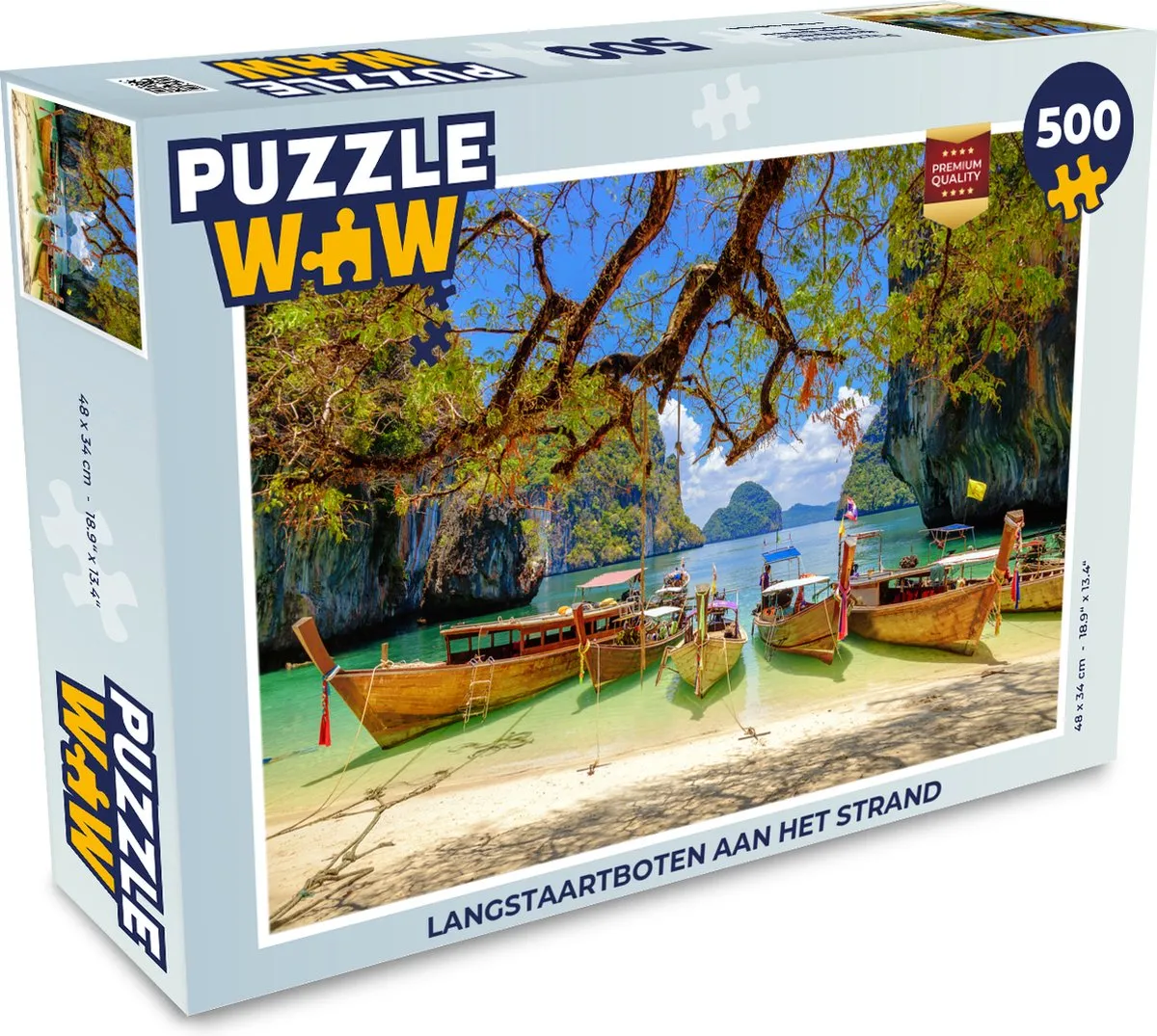 PuzzleWow Langstaartboten aan het strand Legpuzzel 500 Stuks - Multicolor
