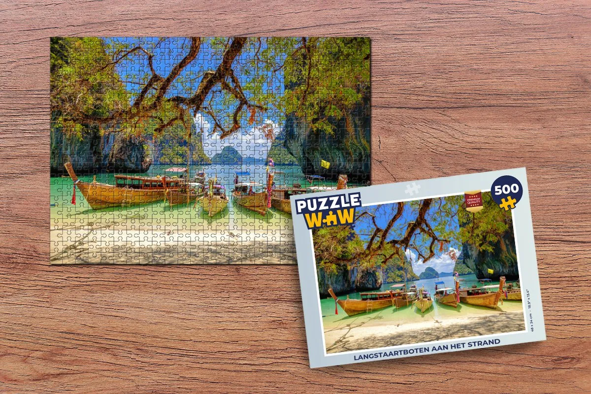 PuzzleWow Langstaartboten aan het strand Legpuzzel 500 Stuks - Multicolor