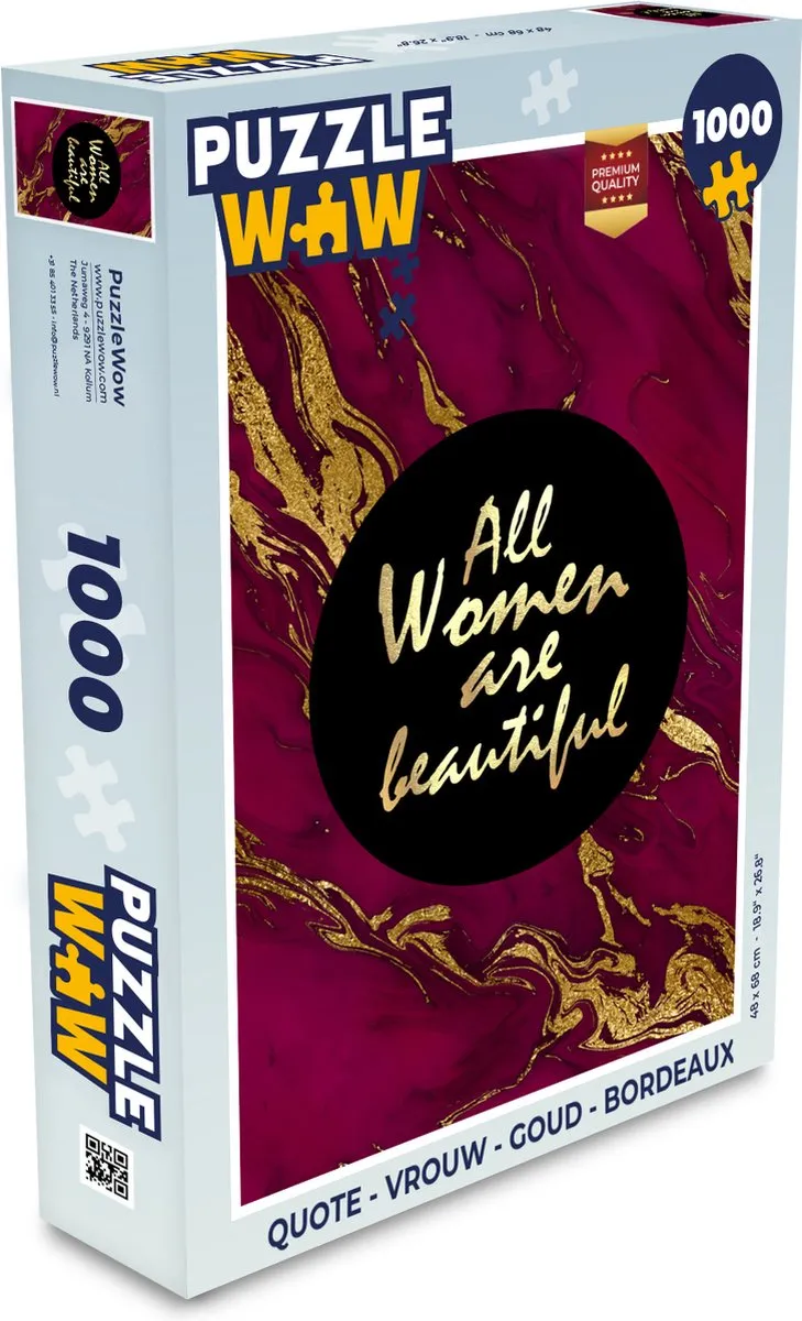 PuzzleWow Quote Vrouw Legpuzzel 1000 Stuks - Multicolor