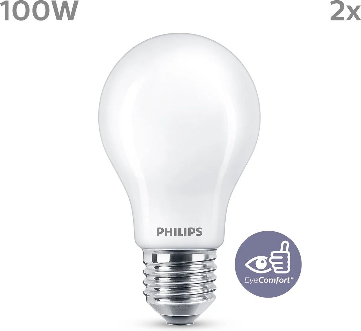 Philips LED Lamp Mat E27 10.5W Warmwit - 2 Stuks