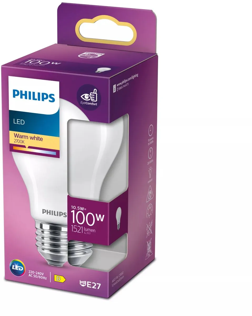 Philips LED Lamp Mat E27 10.5W - Warmwit 2700K