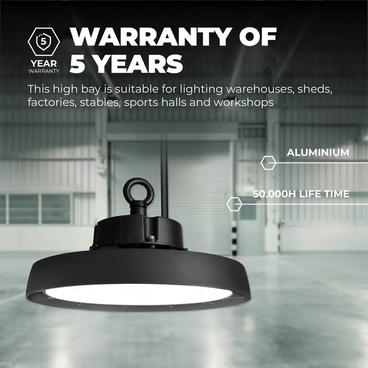 LEDVION LED High Bay Sensor 150W 28.800Lm - Zwart