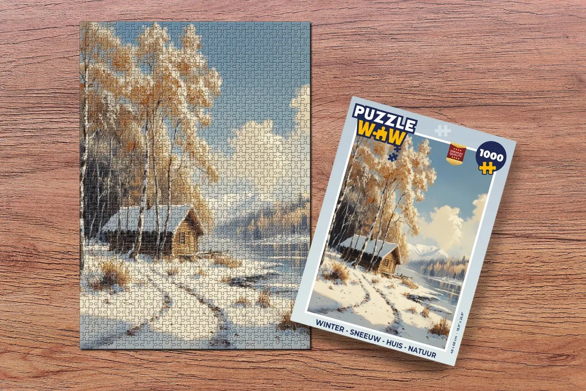 PuzzleWow Winter Sneeuw Huis Legpuzzel 1000 Stuks