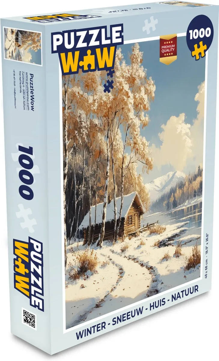 PuzzleWow Winter Sneeuw Huis Legpuzzel 1000 Stuks
