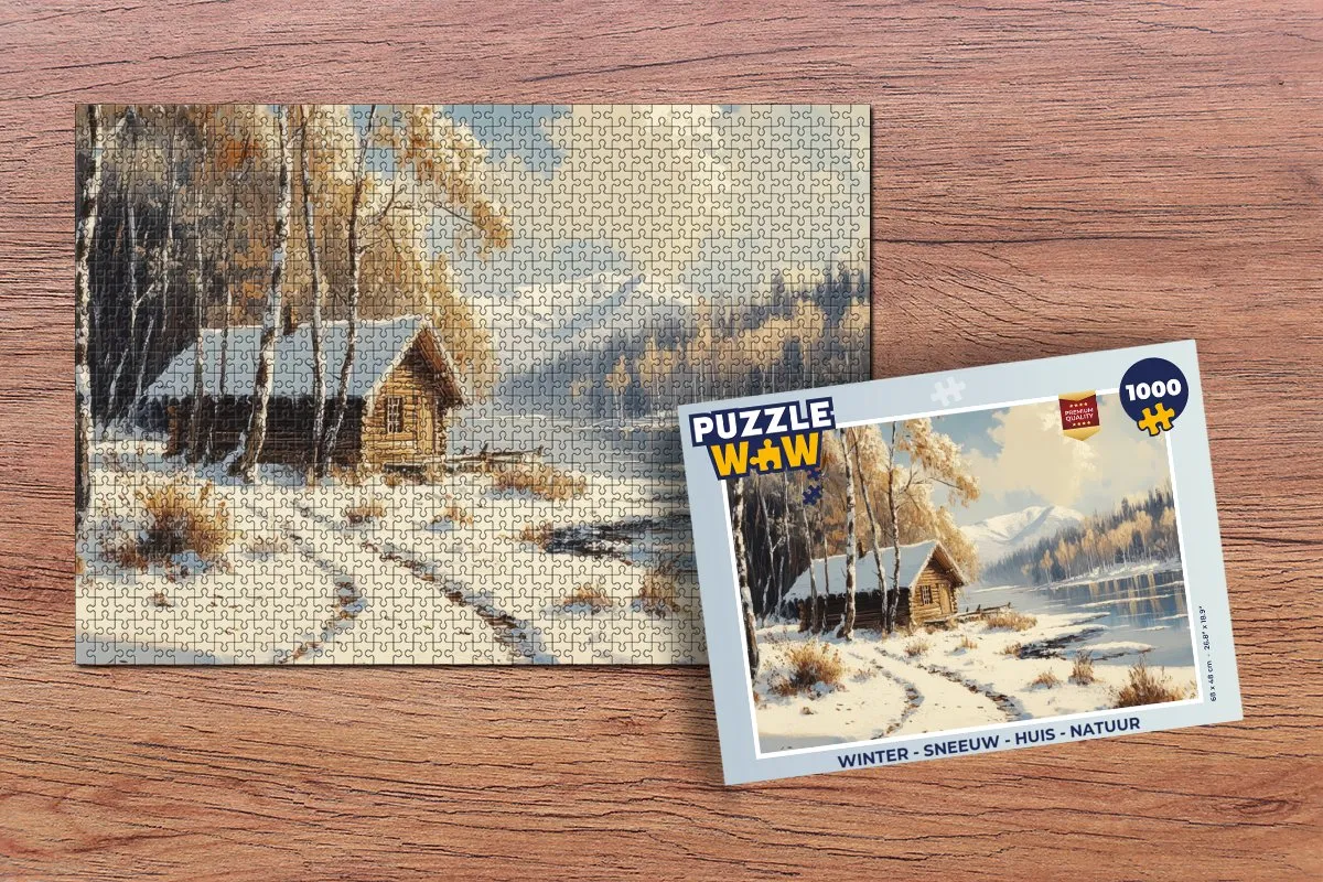 PuzzleWow Winter Sneeuw Huis Legpuzzel 1000 Stuks