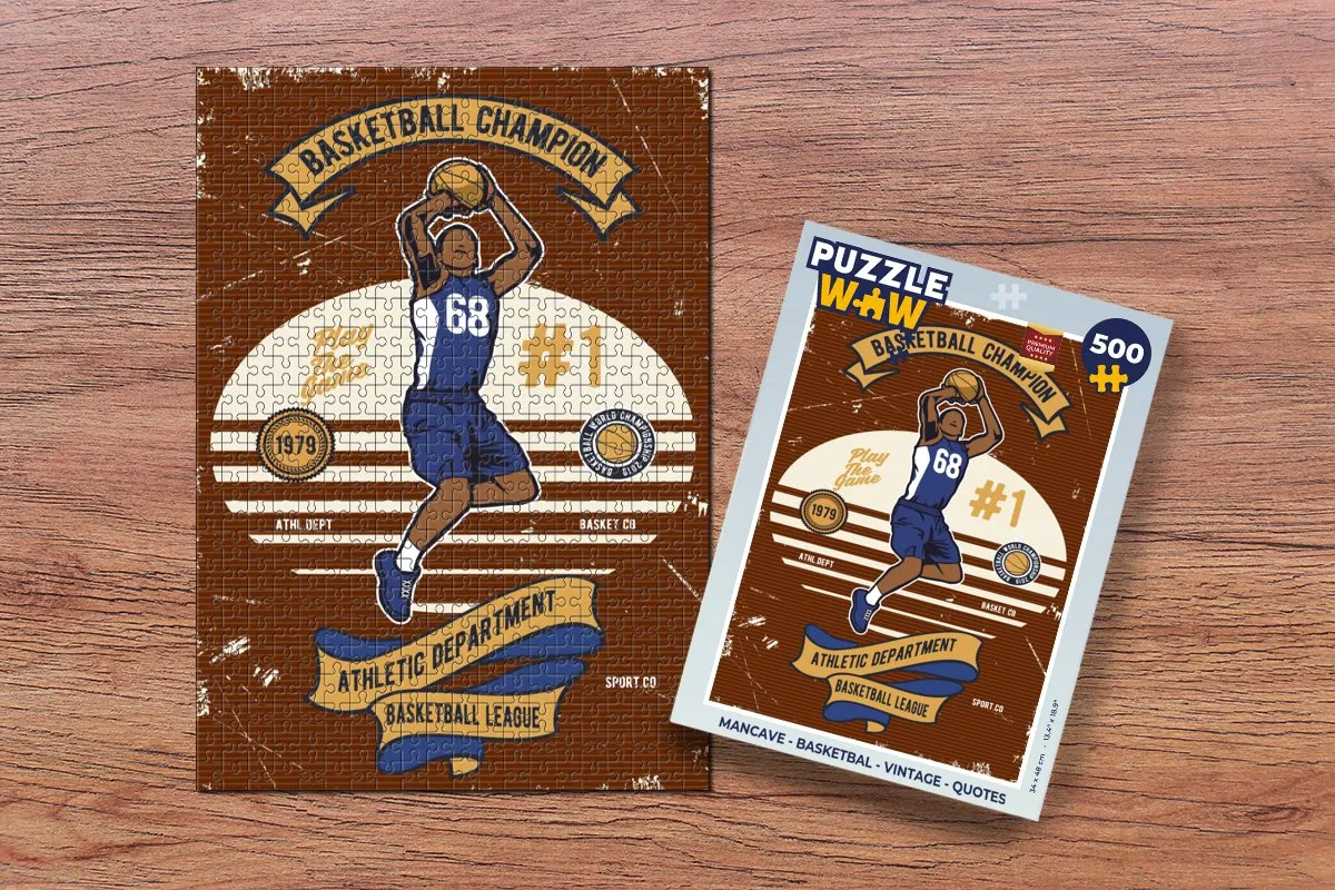 PuzzleWow Mancave Basketbal Legpuzzel 500 Stuks - Multicolor