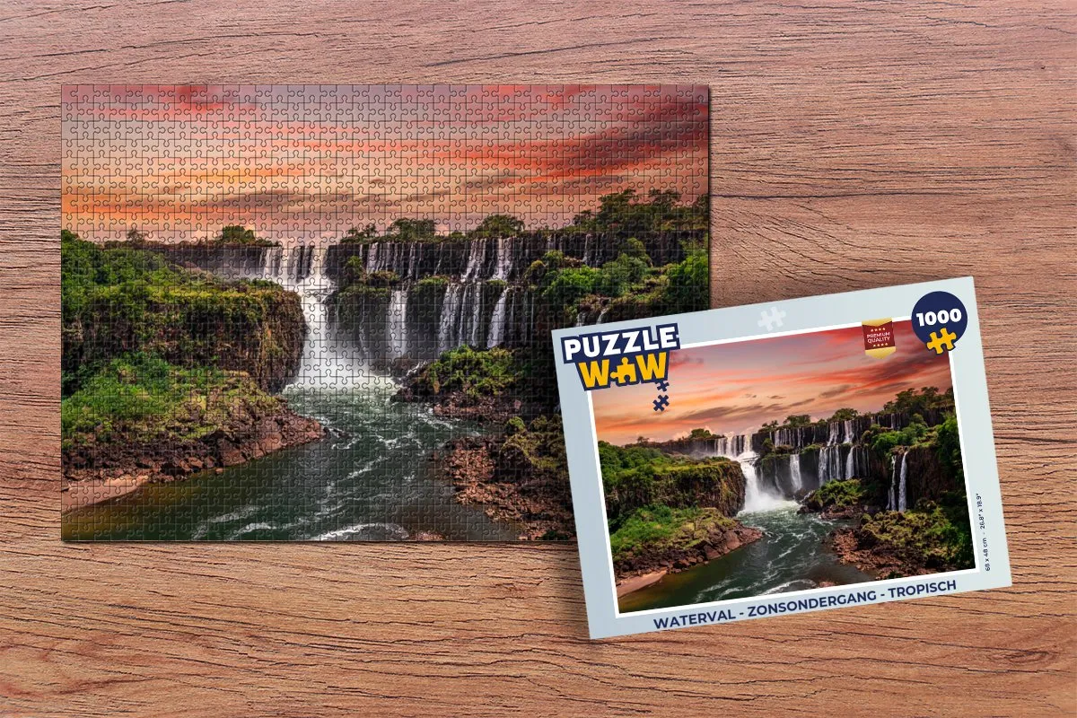 PuzzleWow Watervallen met Bomen Legpuzzel 1000 Stuks - Multicolor