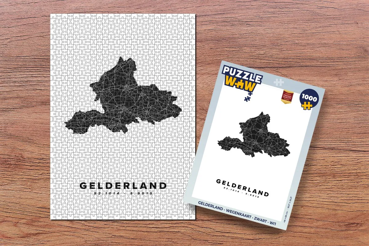 PuzzleWow Gelderland Wegenkaart Legpuzzel 1000 Stuks - Multicolor