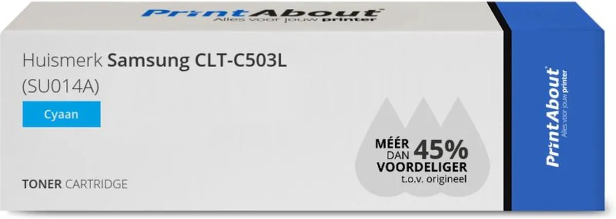 PrintAbout Huismerk Samsung CLT-C503L Toner Cyaan - 5.500 pagina's