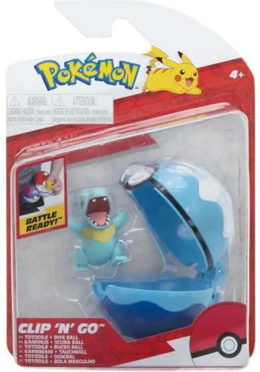 Pokémon Clip 'N' Go Totodile + Drive Ball - Blauw