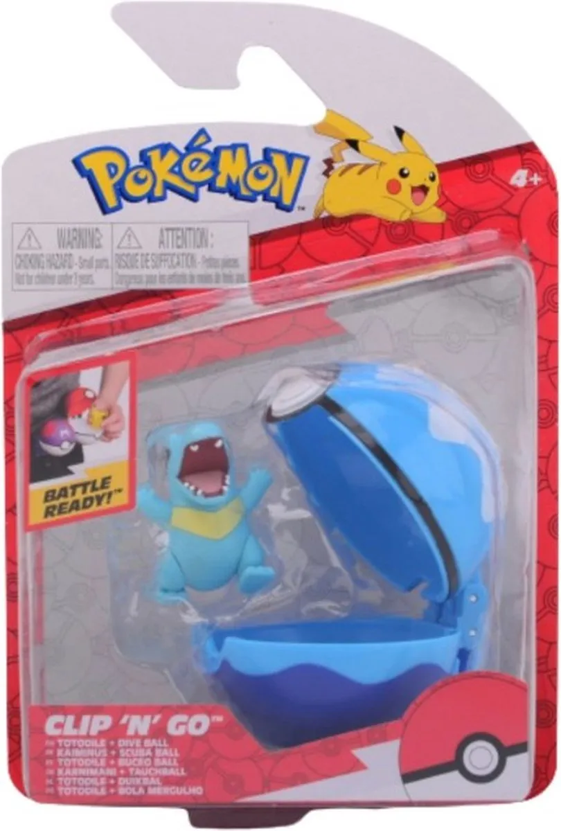 Pokémon Clip 'N' Go Totodile + Drive Ball - Blauw