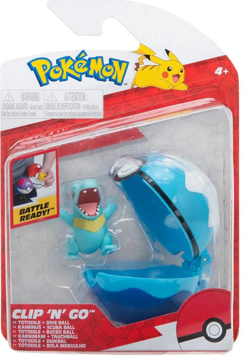 Pokémon Clip 'N' Go Totodile + Drive Ball - Blauw