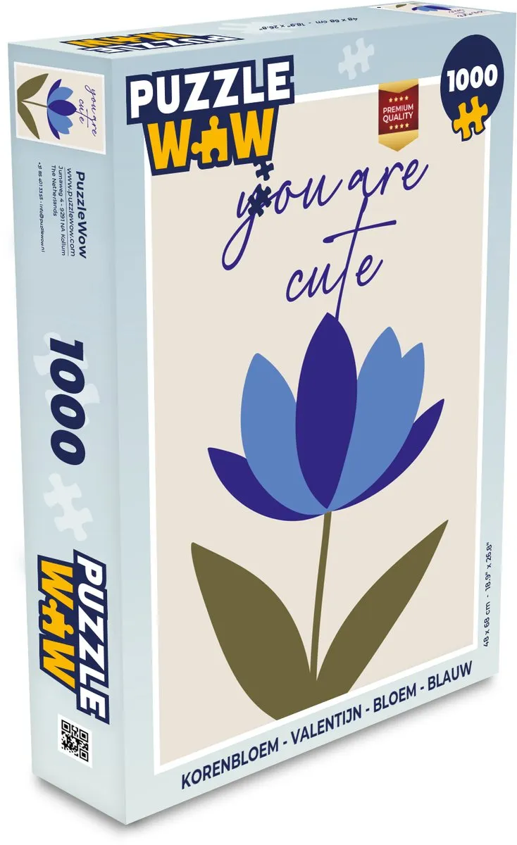 PuzzleWow Korenbloem Legpuzzel 1000 Stuks - Blauw