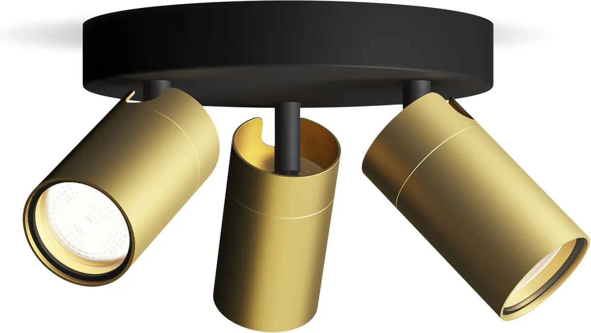 Philips Idris Opbouwspot 3x GU10 Warmwit - Zwart/Goud