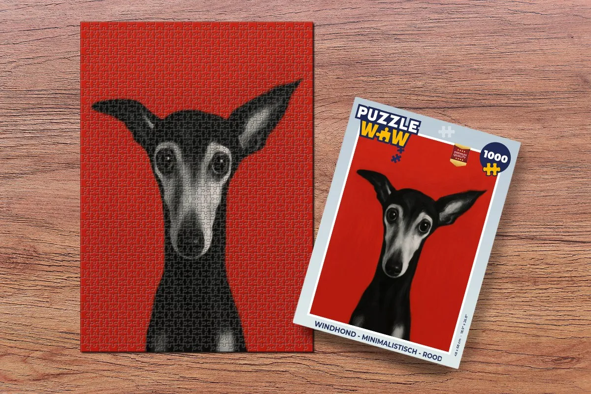 PuzzleWow Windhond Legpuzzel 1000 Stuks - Rood