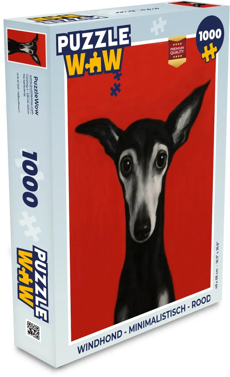 PuzzleWow Windhond Legpuzzel 1000 Stuks - Rood