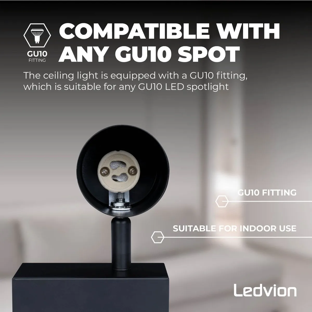 Ledvion LED Plafondspot 2-lichts GU10 - Zwart
