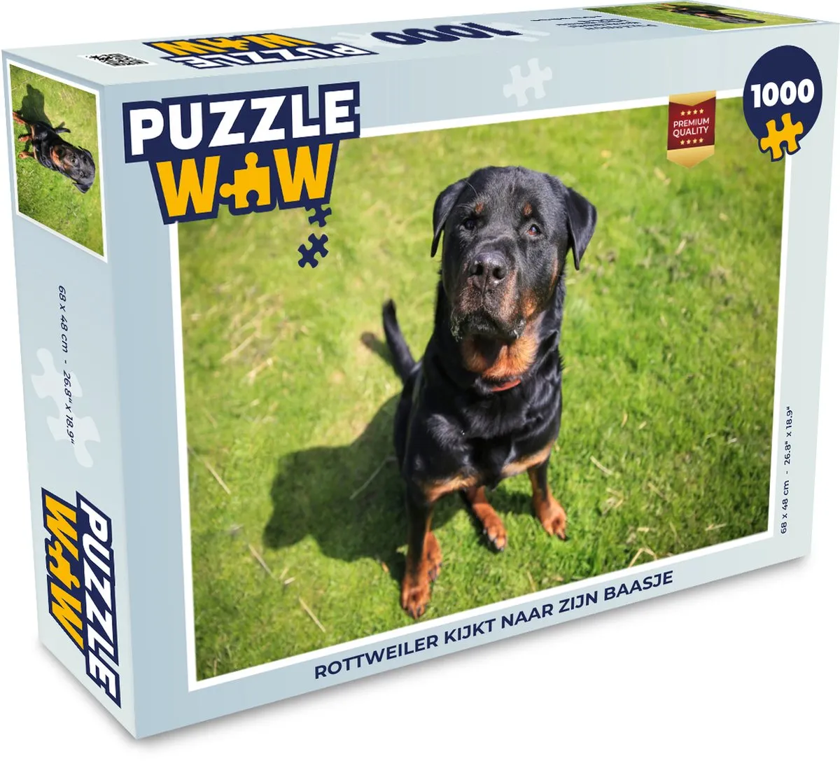 PuzzleWow Rottweiler Legpuzzel 1000 Stuks - Multicolor