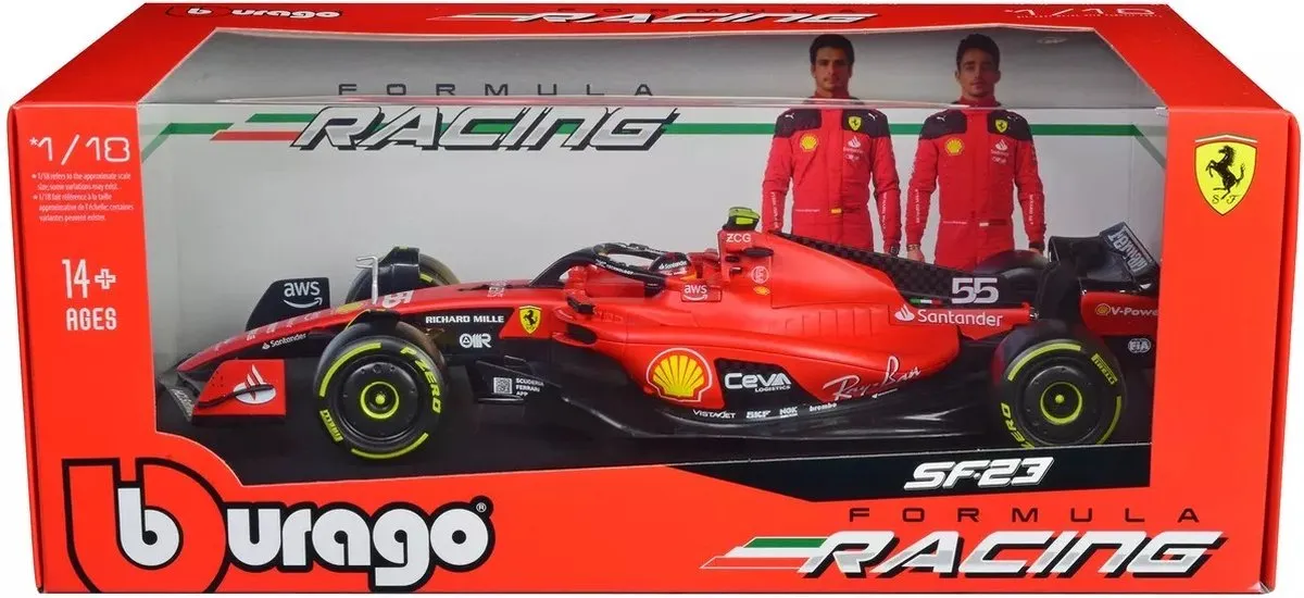 Ferrari SF-23 #55 (C. Sainz) Modelauto 1:18 - Rood