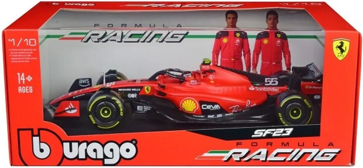 Ferrari SF-23 #55 (C. Sainz) Modelauto 1:18 - Rood