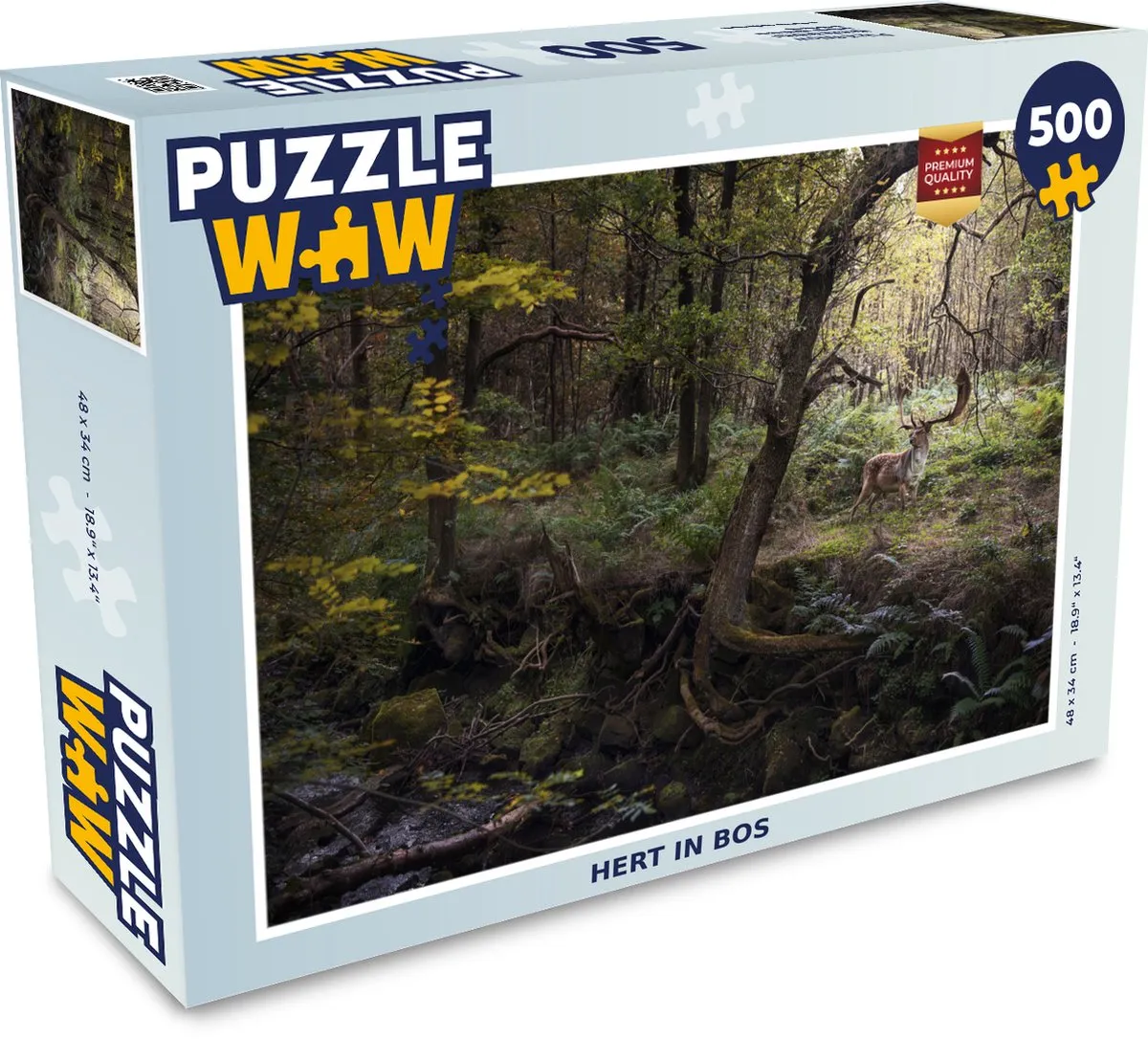 PuzzleWow Bosdier Hert Zon Legpuzzel 500 Stuks - Multicolor