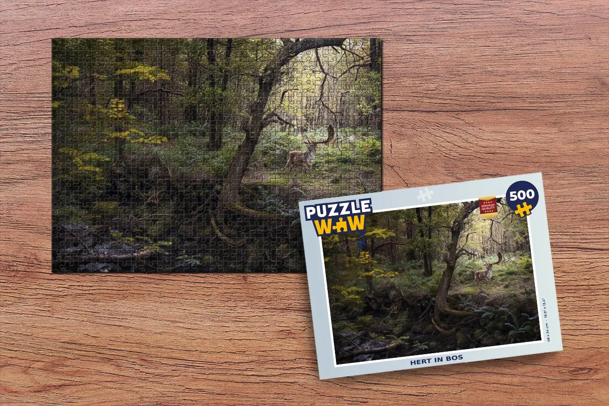 PuzzleWow Bosdier Hert Zon Legpuzzel 500 Stuks - Multicolor