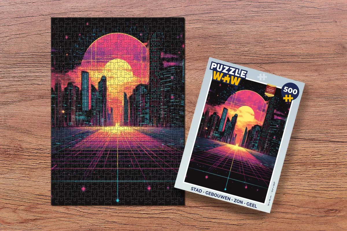 PuzzleWow Gebouwen Legpuzzel 500 Stuks - Zon - Geel