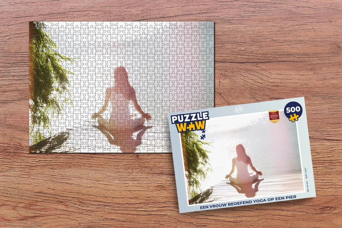 PuzzleWow Yoga op een Pier Legpuzzel 500 Stuks - Multicolor