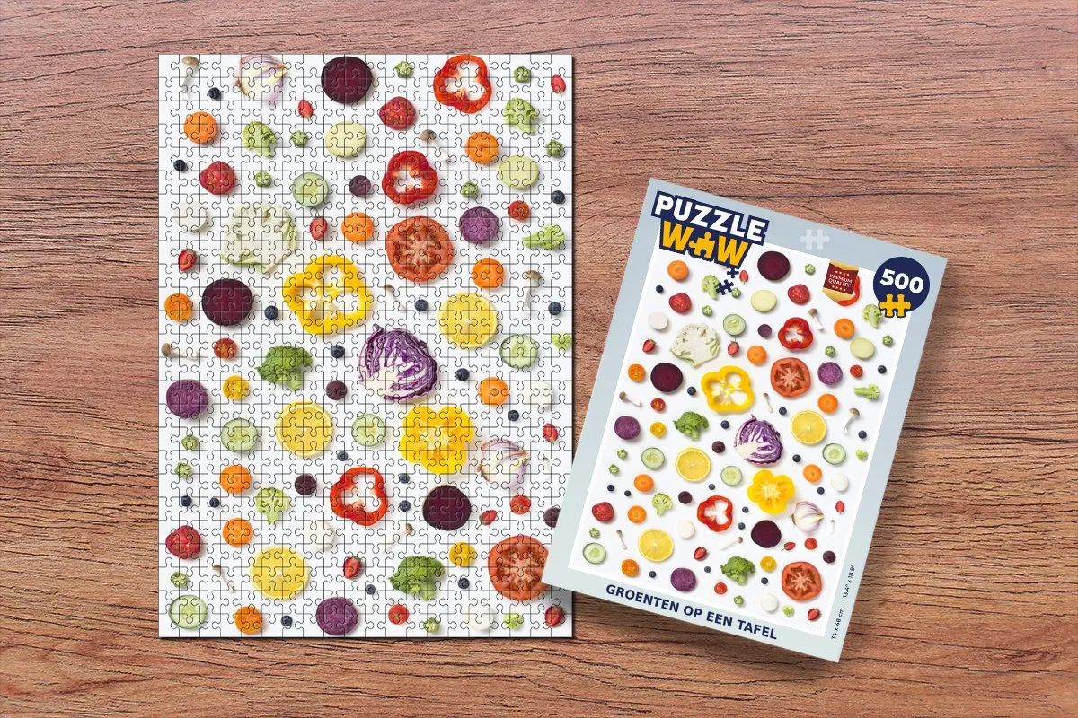 PuzzleWow Groenten op een Tafel Legpuzzel 500 Stuks - Multicolor