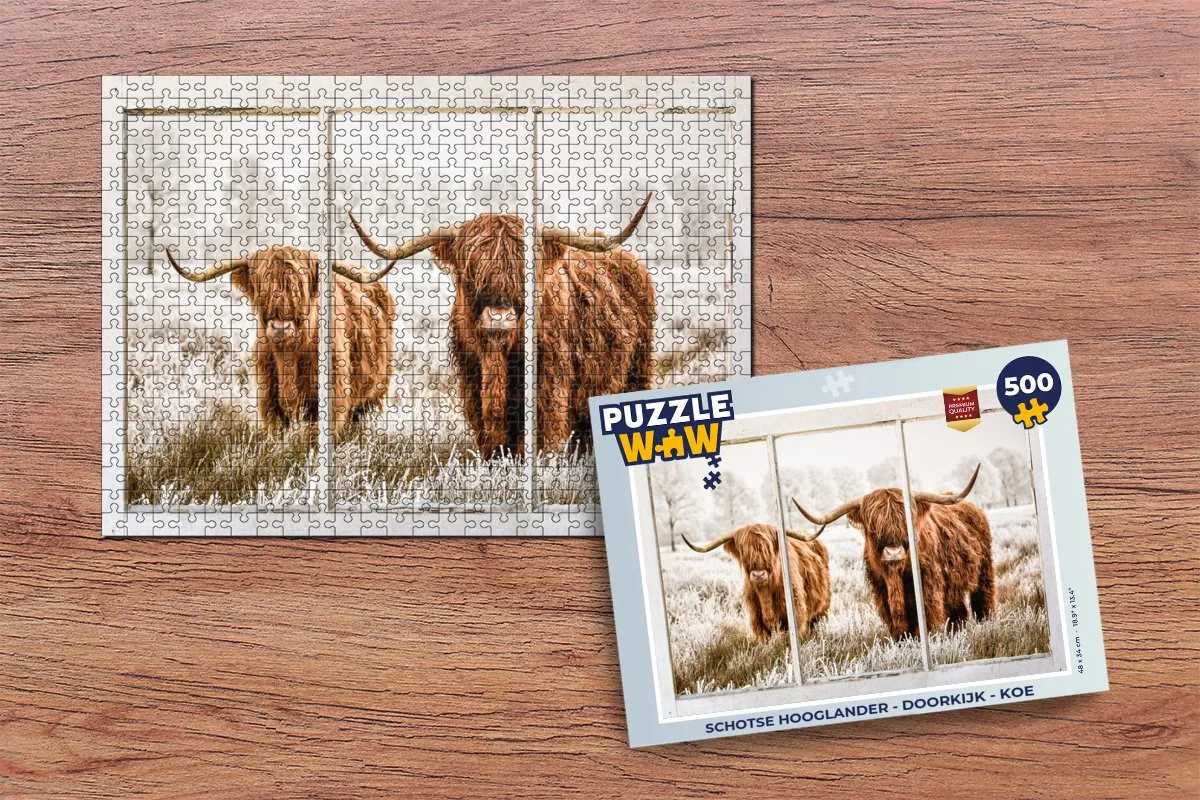 PuzzleWow Schotse Hooglander Legpuzzel 500 Stuks - Multicolor