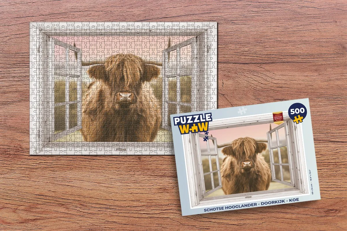 PuzzleWow Schotse Hooglander Legpuzzel 500 Stuks - Multicolor