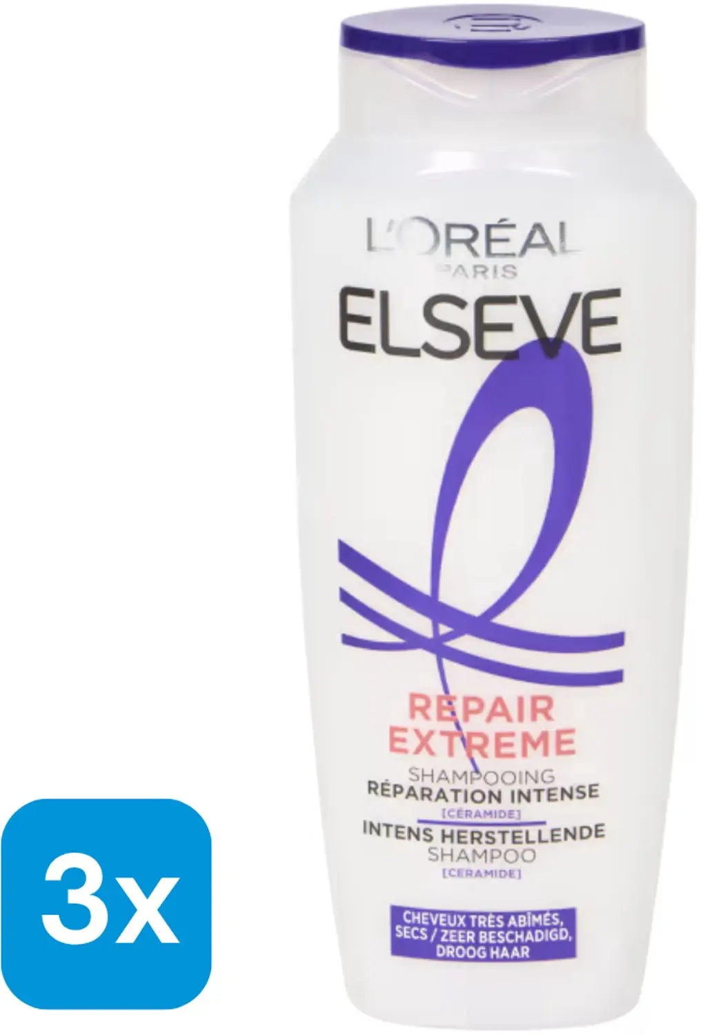 3x 250 ml L'Oréal Elseve shampoo Repair Extreme