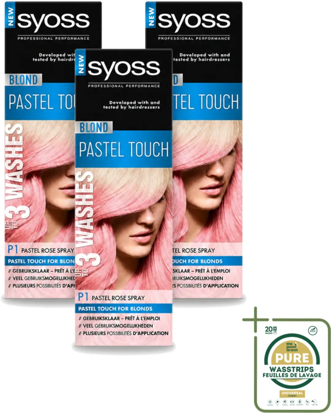 3 x Syoss Color Blond Pastel Touch P1 Pastel Rose