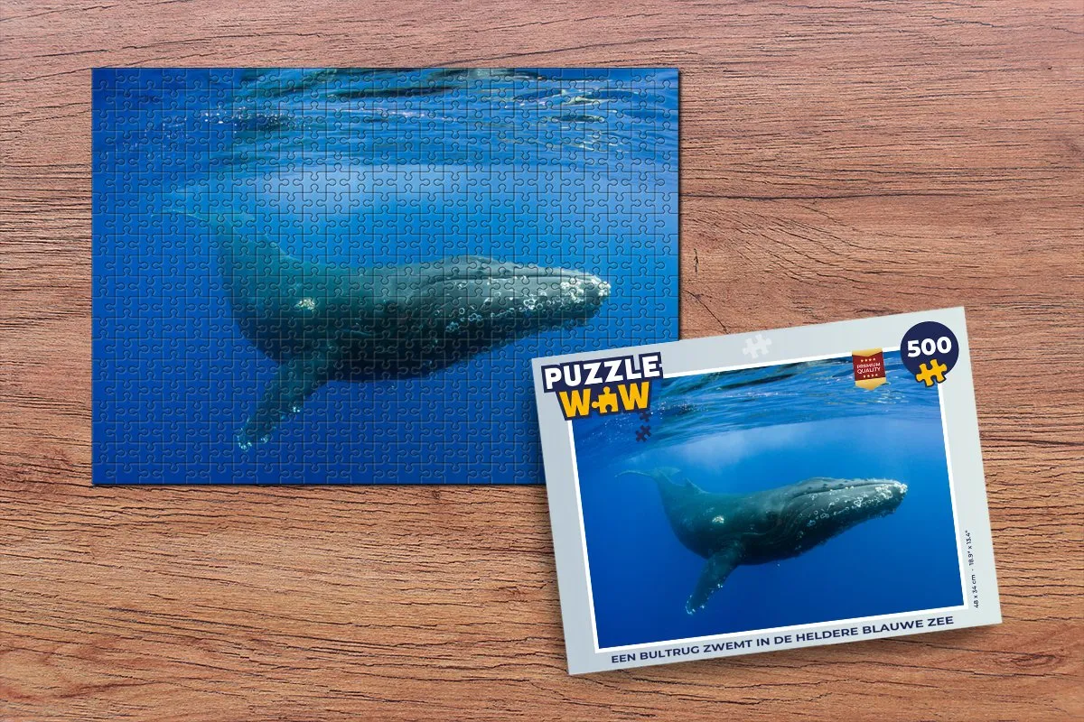 PuzzleWow Legpuzzel Bultrug in Blauwe Zee 500 Stuks - Multicolor