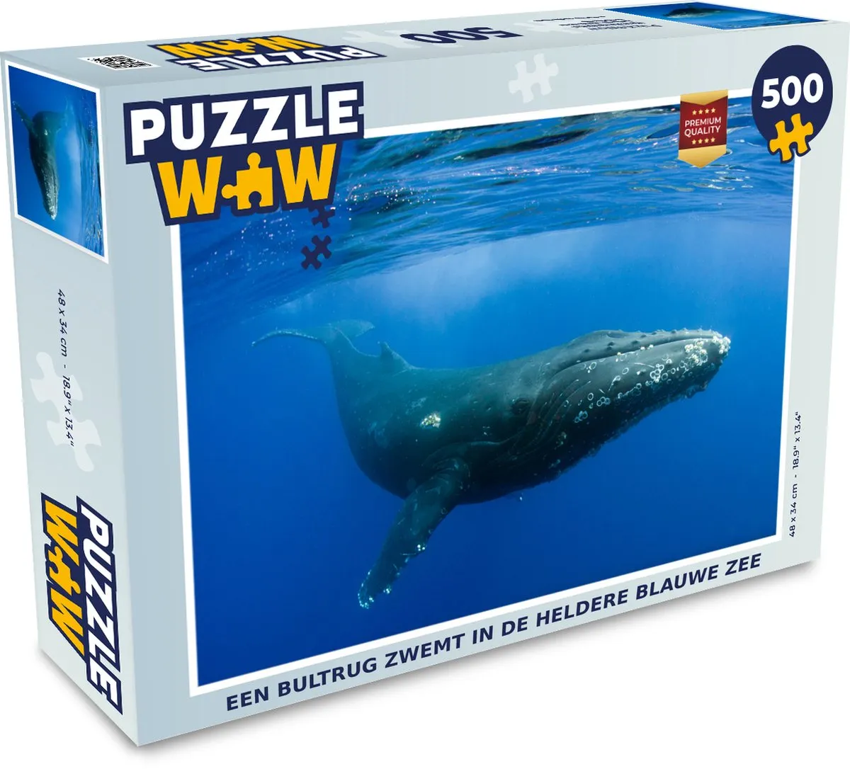 PuzzleWow Legpuzzel Bultrug in Blauwe Zee 500 Stuks