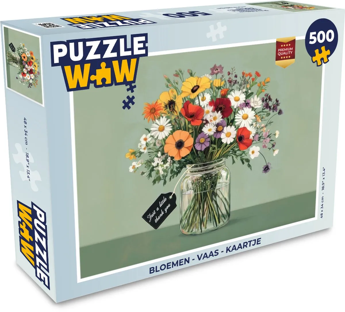 PuzzleWow Bloemen Vaas Kaartje Legpuzzel 500 Stuks