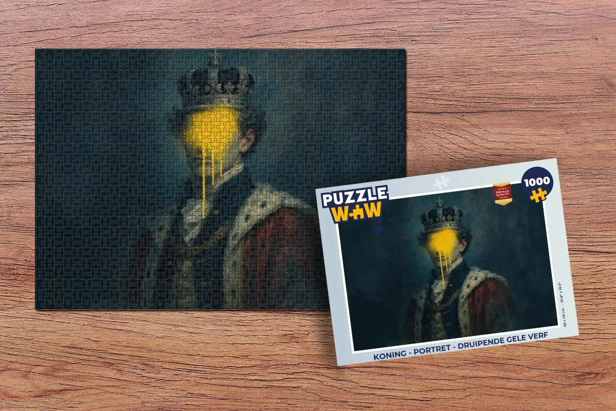 PuzzleWow Koning - Portret Druipende Gele Verf Legpuzzel 1000 Stukjes